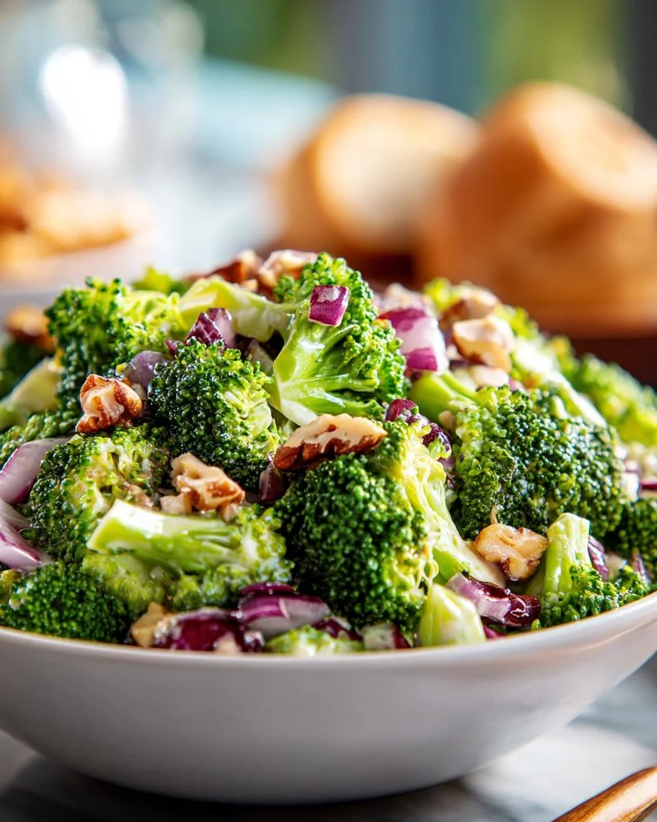 Healthy and delicious broccoli salad made with fresh ingredients