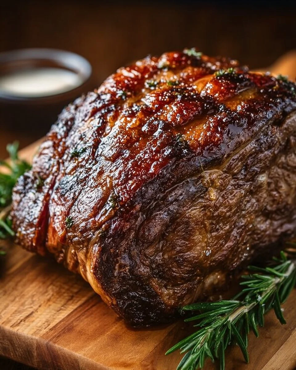 Succulent Christmas Prime Rib ready for the holiday table