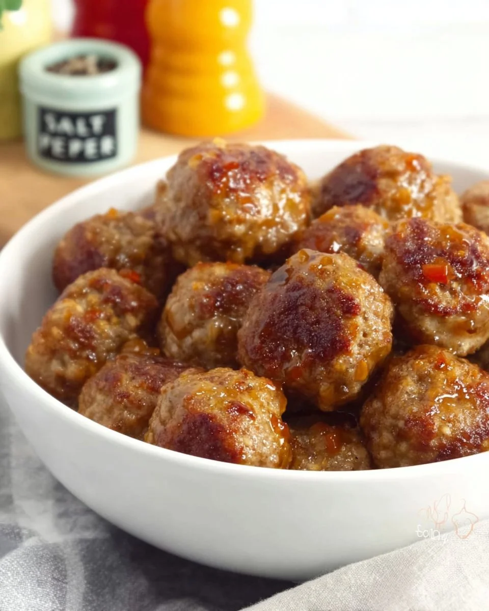 Cheesy keto sausage balls served on a plate with herbs