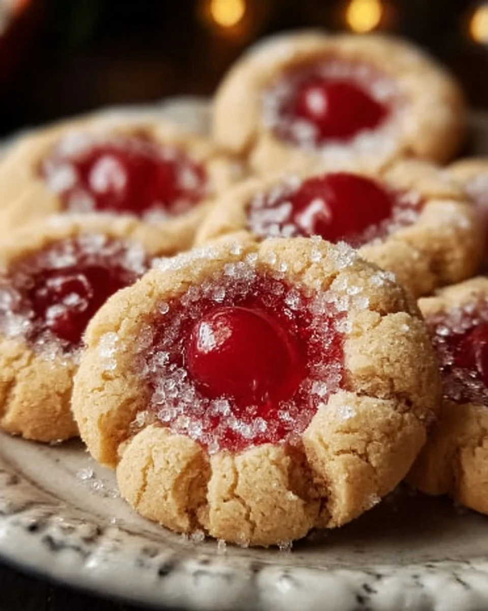 Cherry Almond Amish Sugar Cookies on a plate with colorful sprinkles