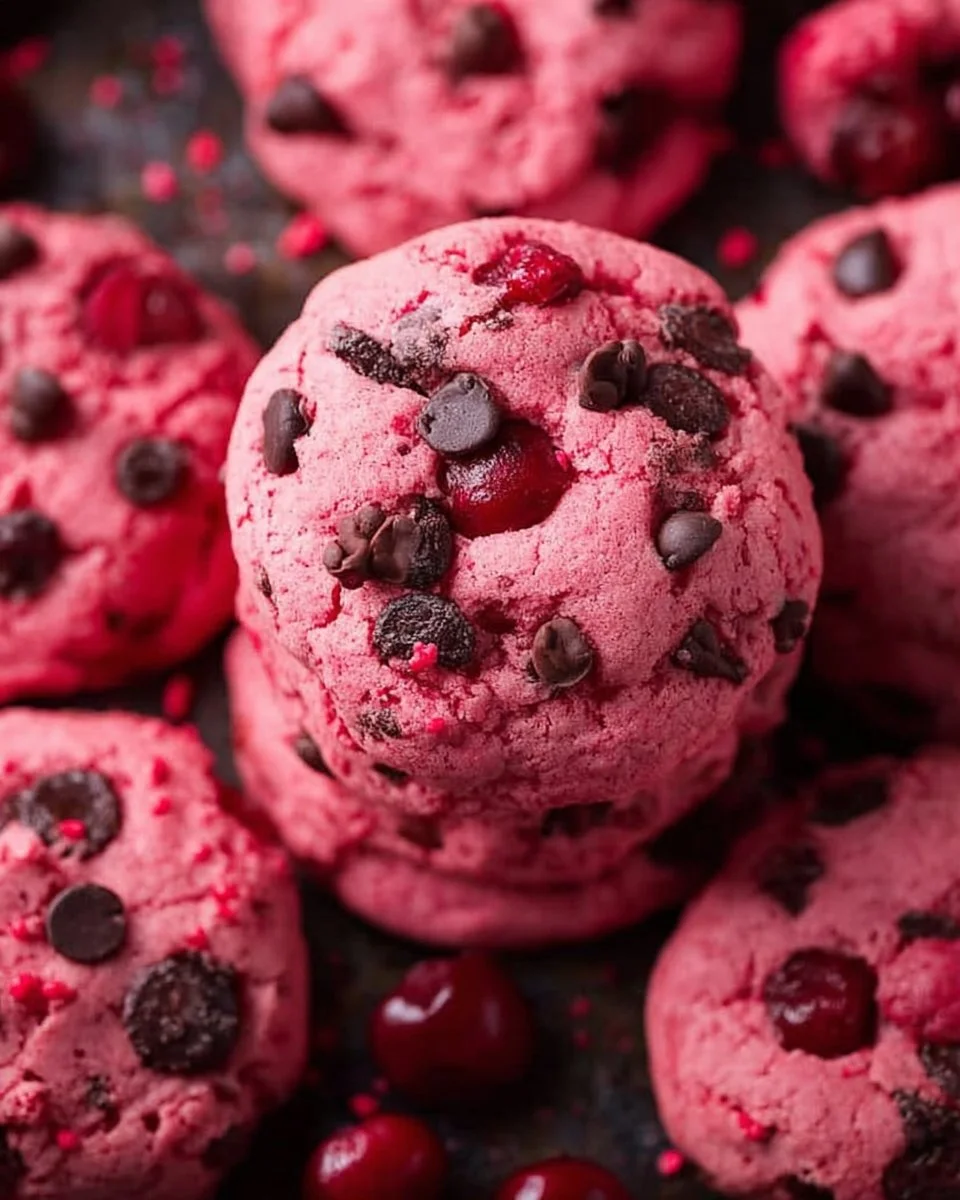 Delicious cherry almond chocolate cookies baked to perfection