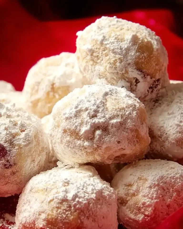 Delicious Cherry Almond Snowballs on a festive plate