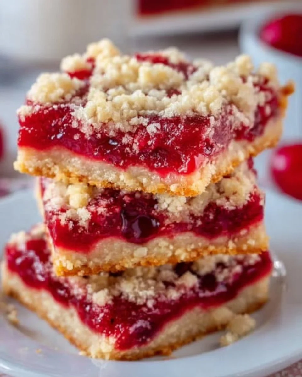 Delicious cherry pie bars with fresh cherries and a buttery crust