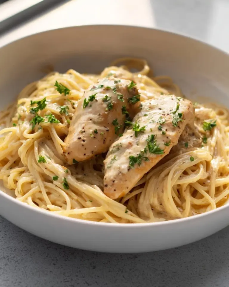 Delicious Chicken Lazone served in a creamy sauce with spices and herbs.