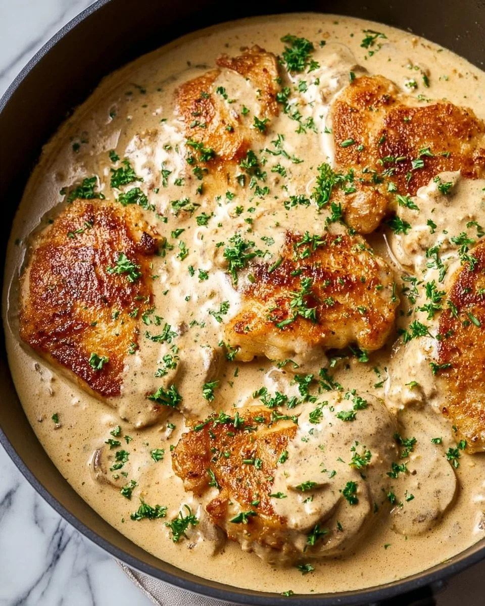 Delicious chicken pieces served with a creamy sour cream sauce