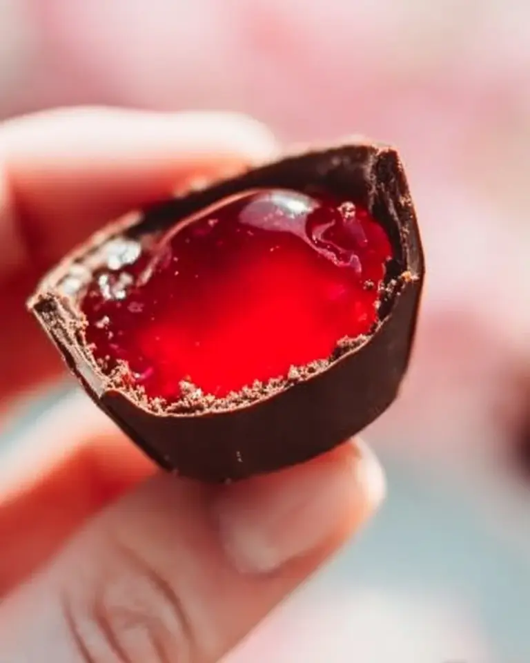Chocolate Covered Strawberry Jello Shooters ready to serve at a party