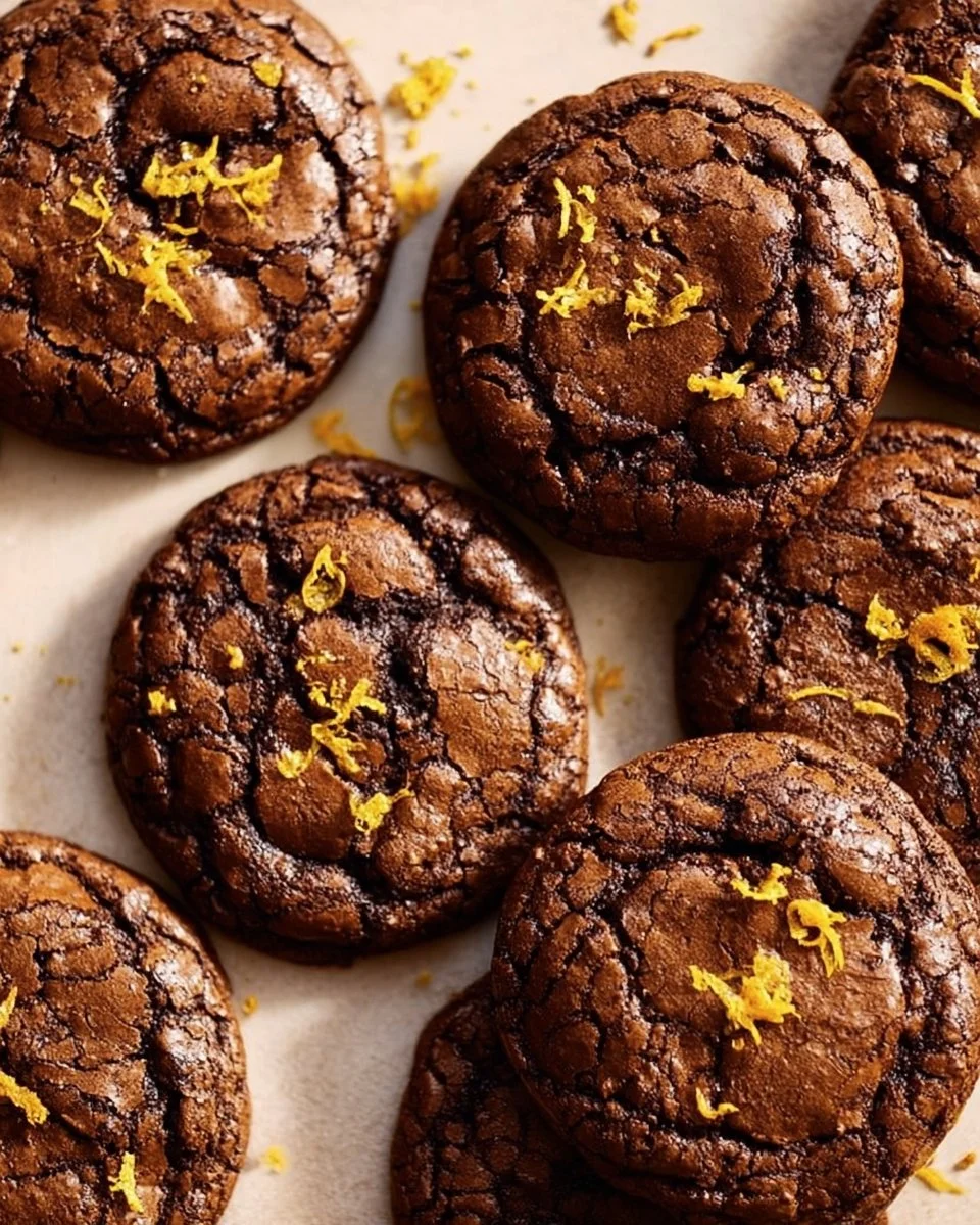 Chocolate Orange Brownie Cookies with rich chocolate and citrus flavor