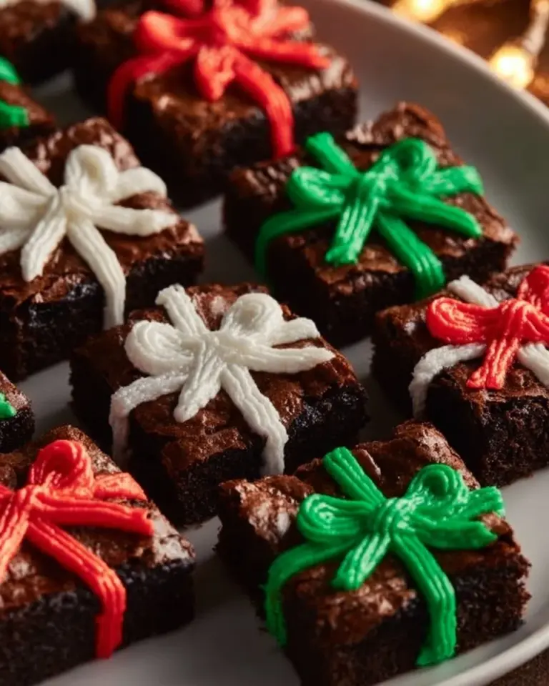 Delicious Christmas Present Brownies ready for gifting