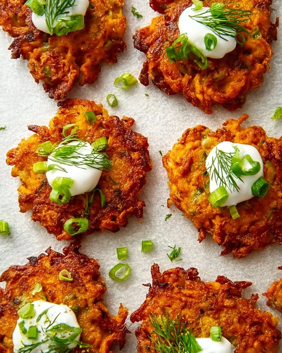 Plate of crispy classic latkes with sour cream and applesauce