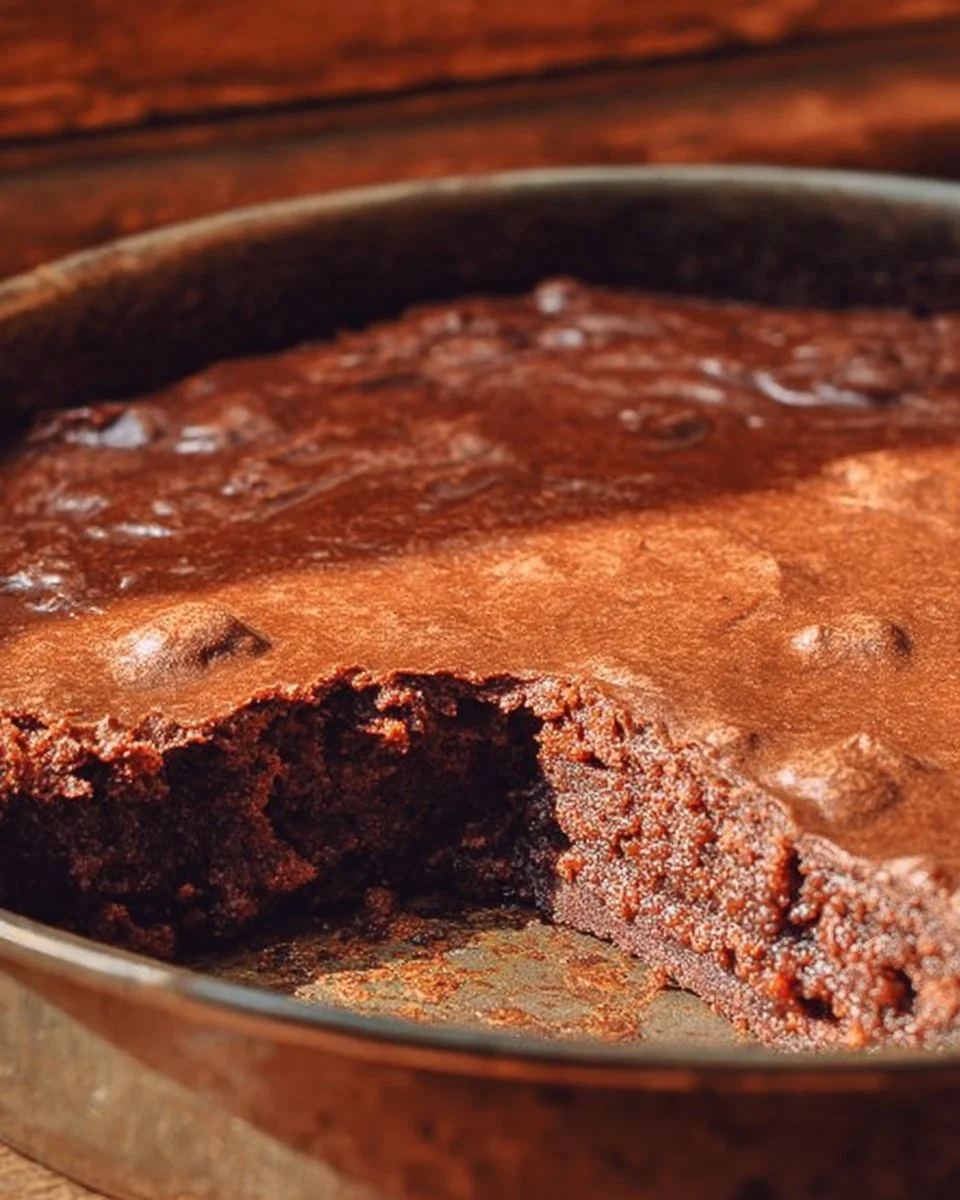 Slice of Classic Texas Sheet Cake topped with chocolate frosting on a plate.