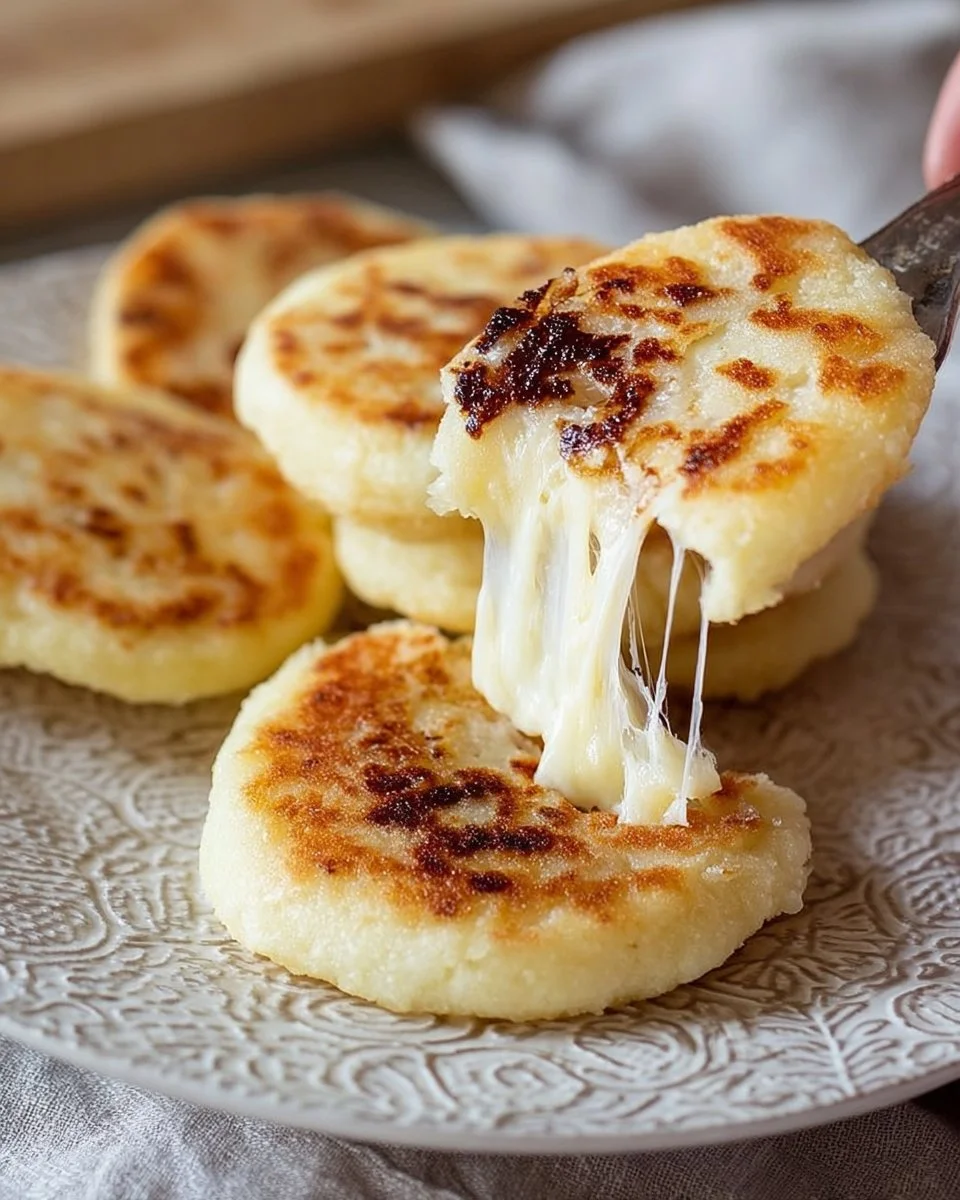 Delicious Colombian arepas filled with cheese, ready to be enjoyed.