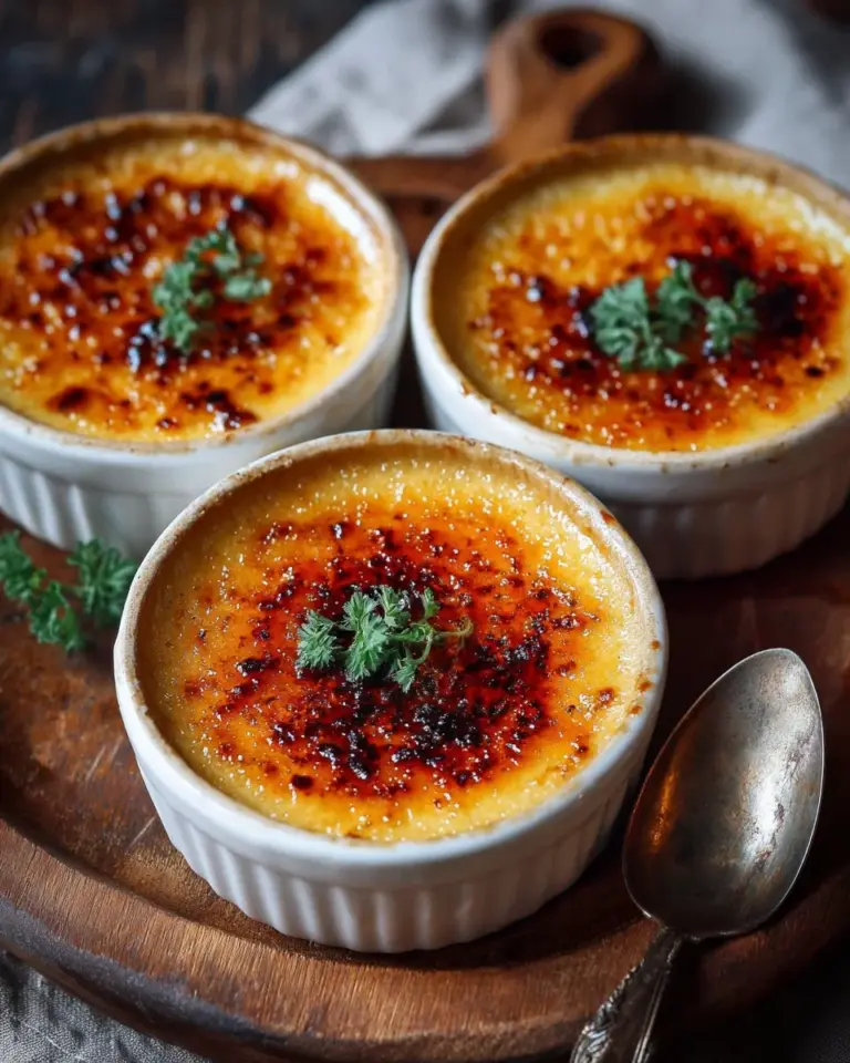 Delicious Crab Brulee served in a ramekin with a crispy topping.