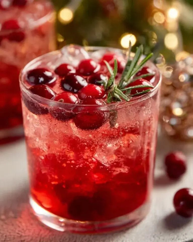 Cranberry ginger beer mocktail garnished with lime and mint in a glass