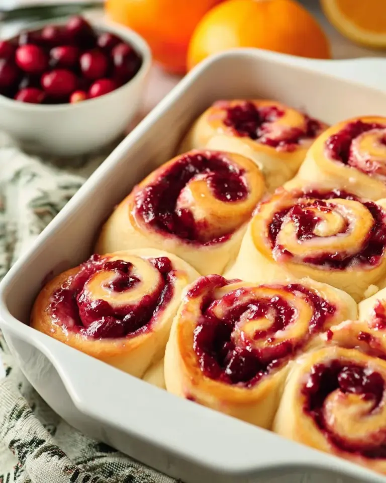 Homemade cranberry orange sweet rolls fresh out of the oven