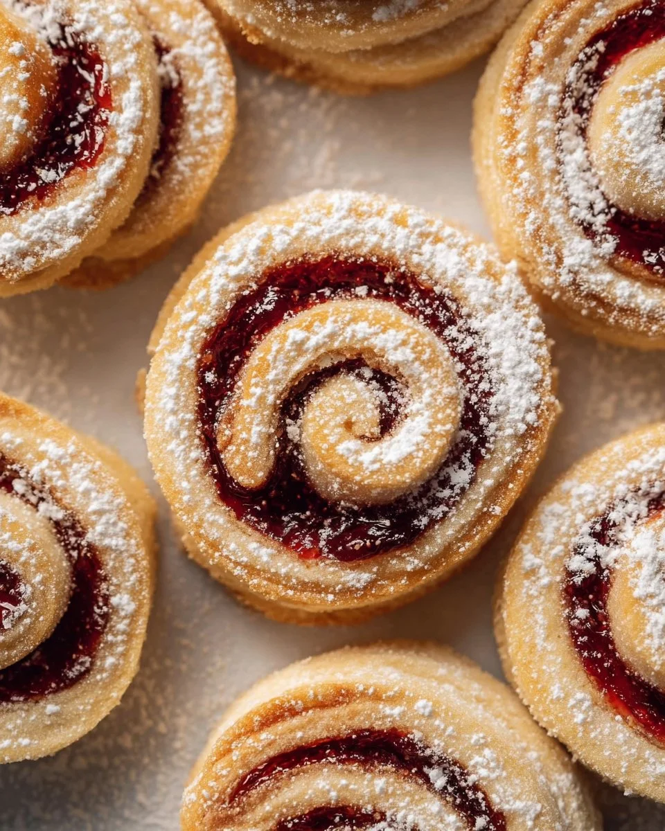 Delicious Cream Cheese Jam Pinwheel Cookies arranged on a plate