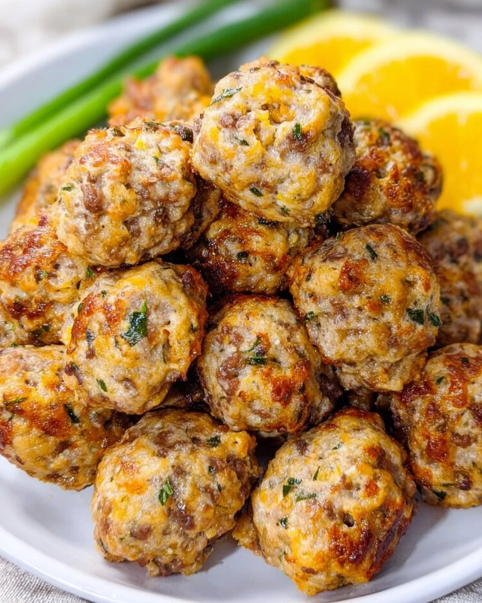 Creamy keto sausage balls featuring crispy bacon, perfect for low-carb diets