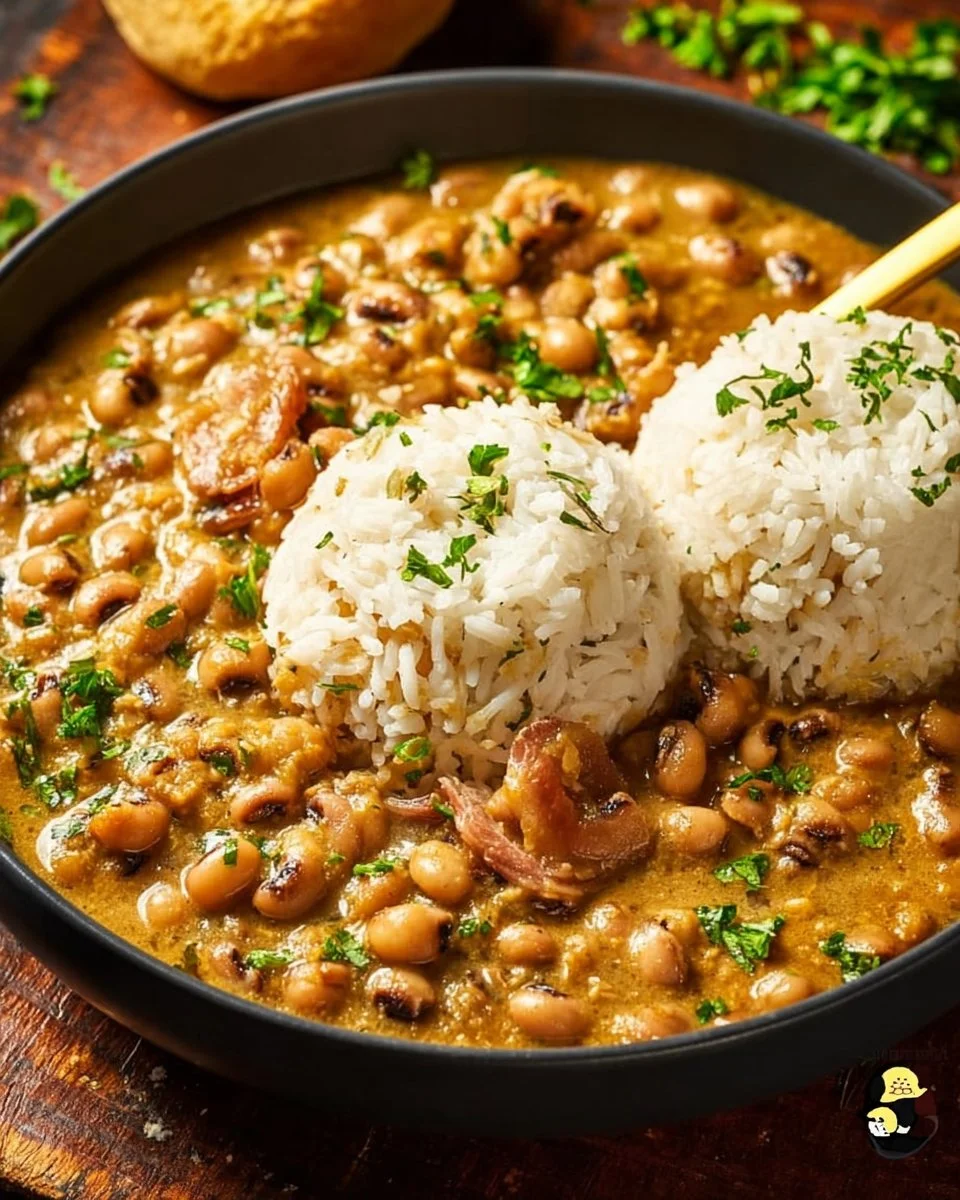 Creamy Southern black-eyed peas served in a rustic bowl