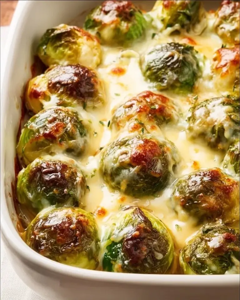 Crispy Boursin Brussels sprouts served as a delicious side dish