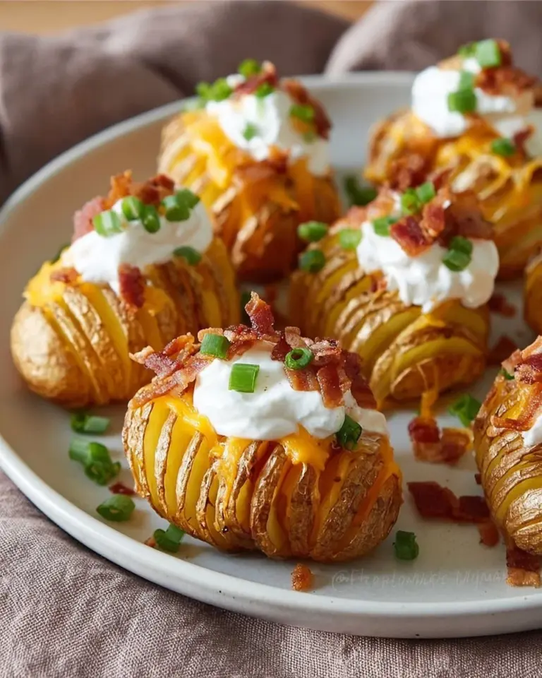Delicious crispy loaded hasselback potato bites served on a plate