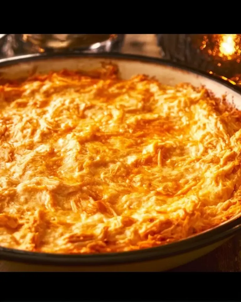 Crockpot Buffalo Chicken Dip served in a bowl with chips and fresh vegetables.