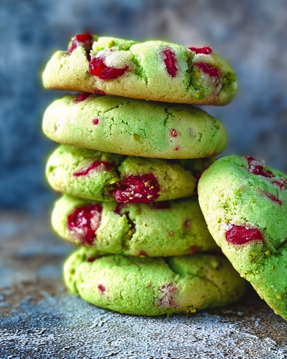 Cherry Pistachio Crinkle Cookies