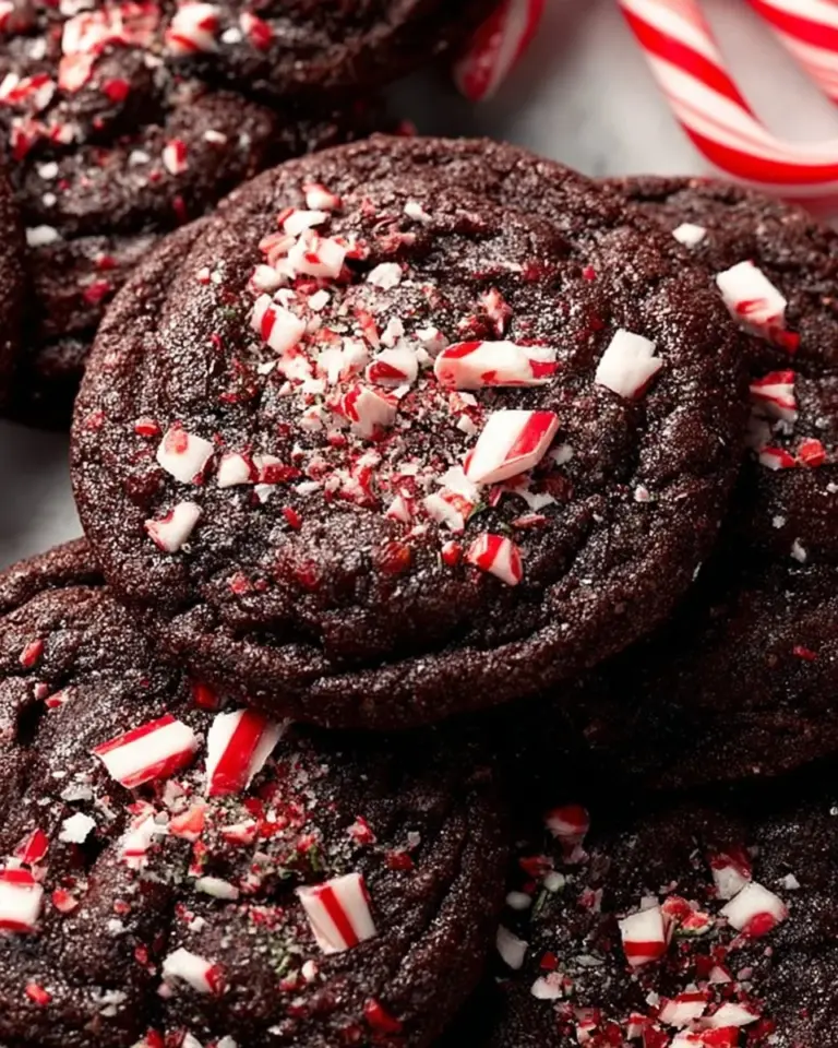 Delicious double chocolate peppermint cookies on a festive plate