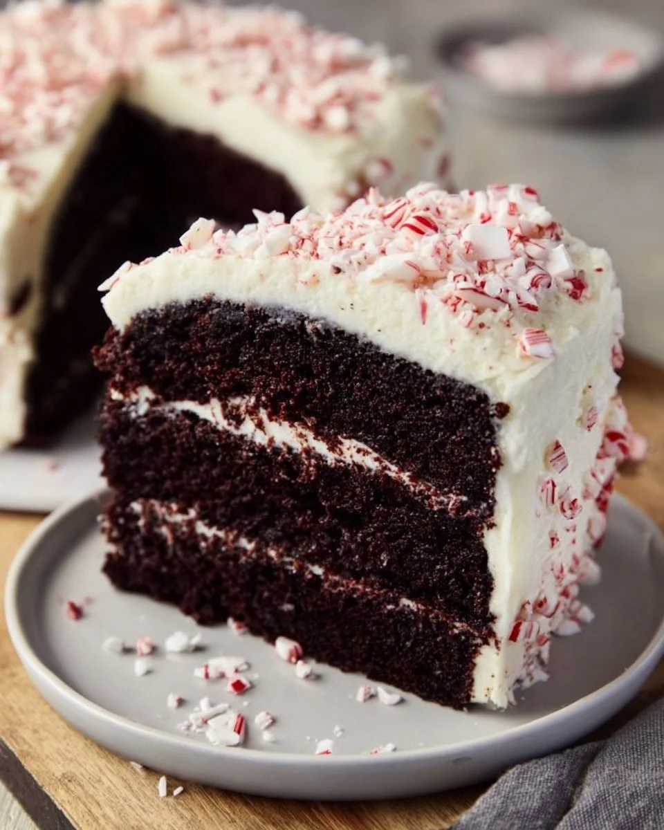 Dream Cake topped with festive Peppermint Frosting