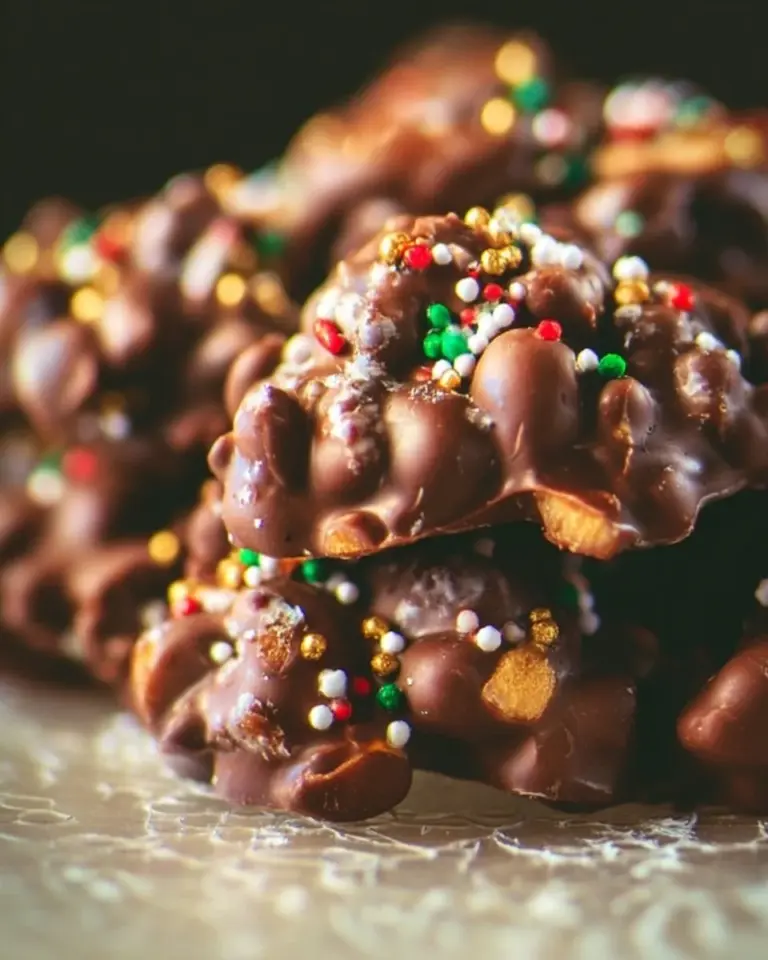 Delicious easy 4-ingredient crockpot candy made with chocolate and nuts