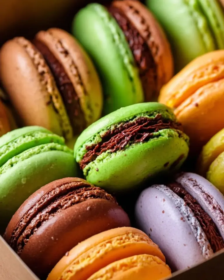 Easy macarons on a baking tray, showcasing vibrant colors and perfect textures.