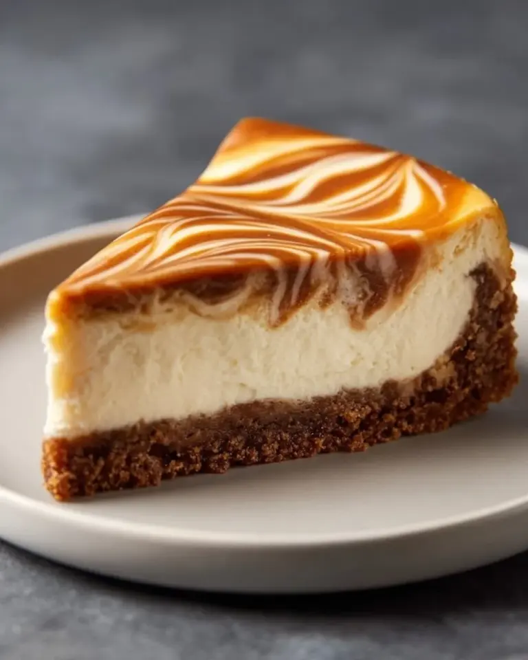 Easy pumpkin swirl cheesecake with creamy layers and pumpkin spice swirls