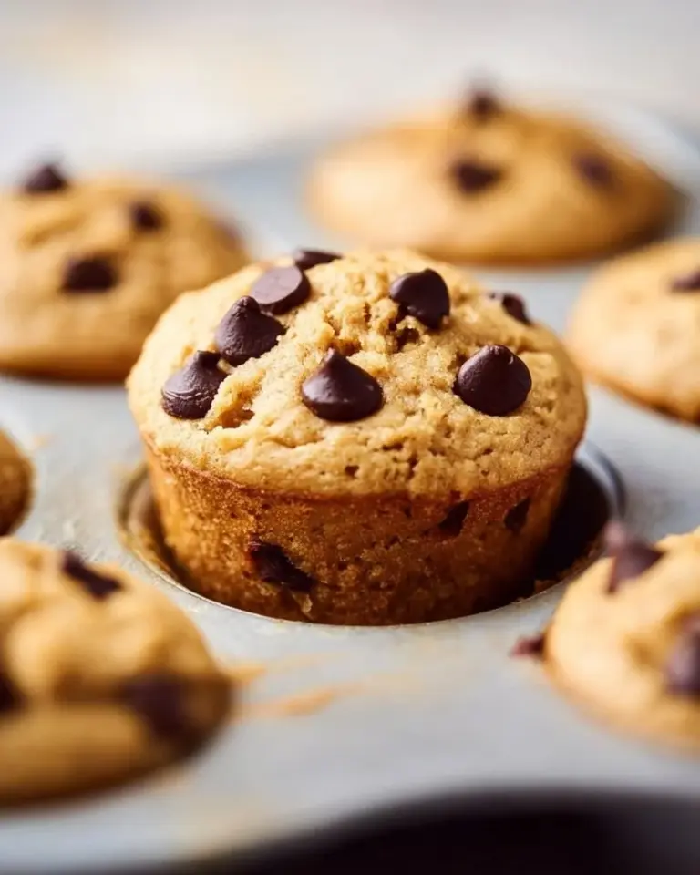 Fluffy peanut butter chickpea muffins on a cooling rack