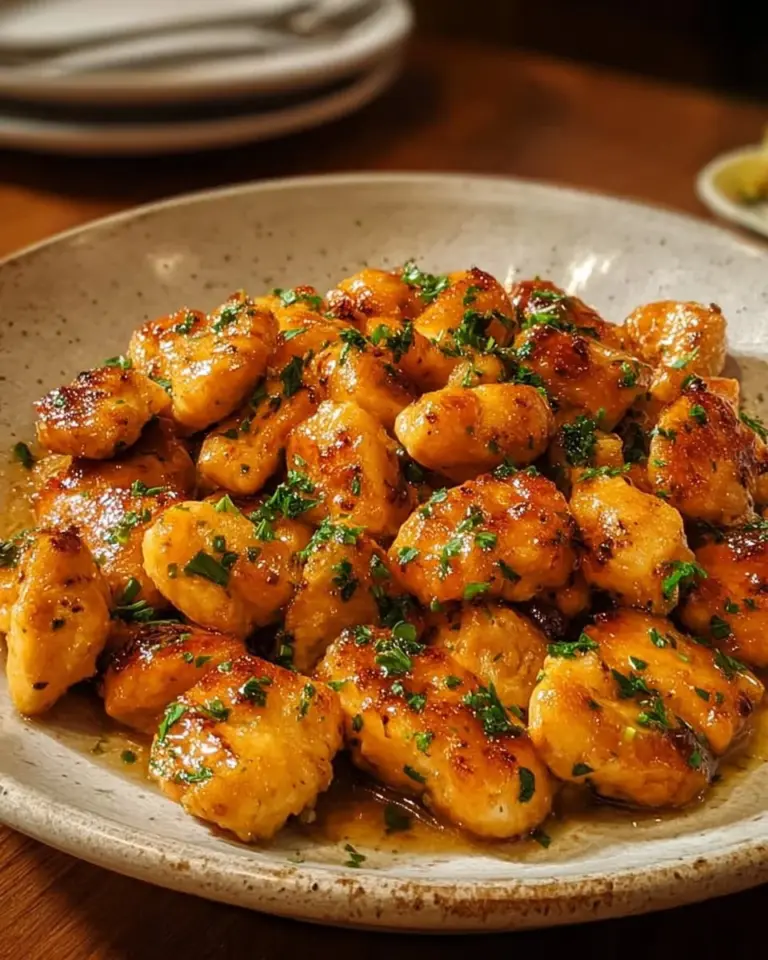 Delicious Garlic Butter Chicken Bites served on a plate