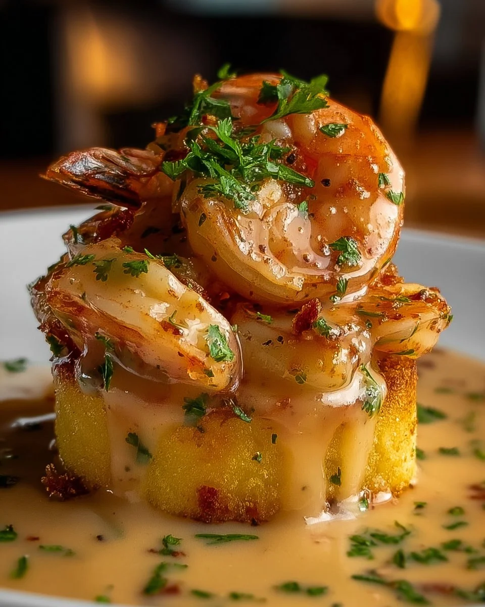 Delicious Garlic Shrimp Mofongo served with a side of avocado and lime