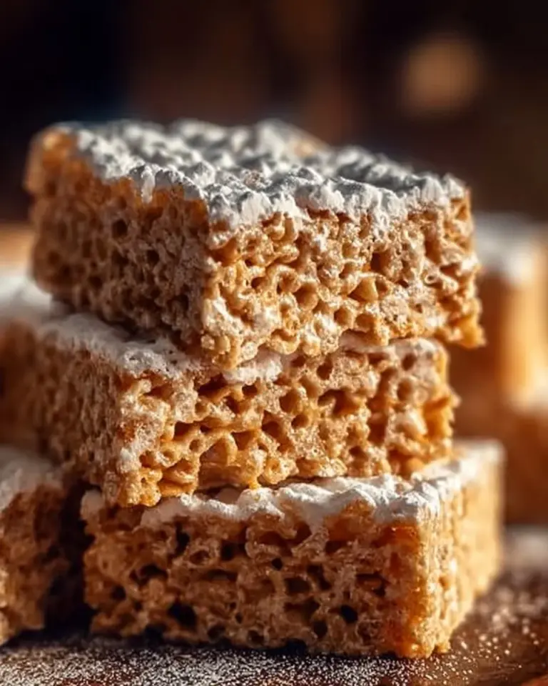 Festive Gingerbread Rice Krispie Treats decorated with holiday sprinkles