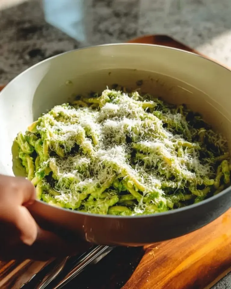 Creamy Green Goddess pasta sauce in a bowl with fresh herbs and ingredients.