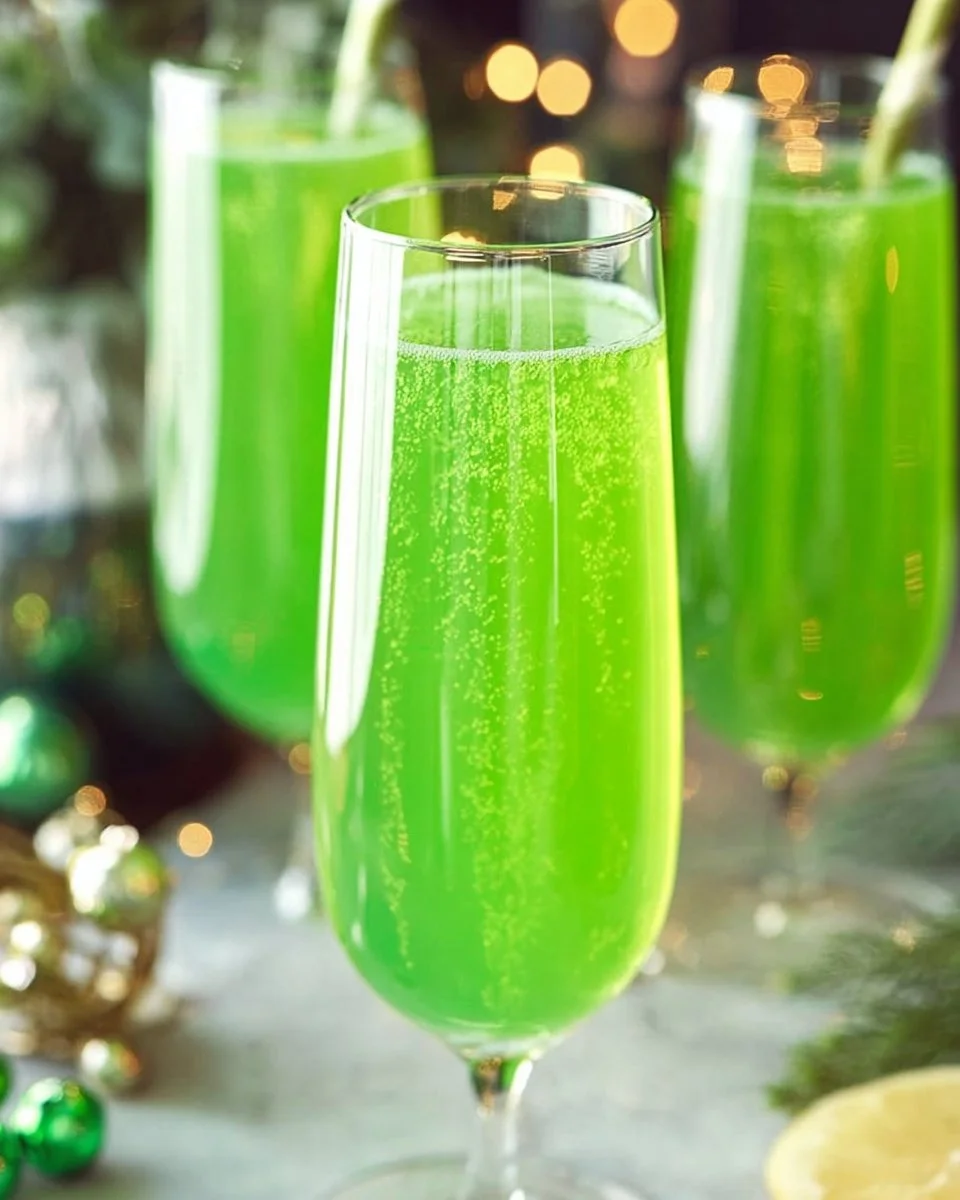 Refreshing Green Mimosas served in a glass, perfect for brunch or celebrations.