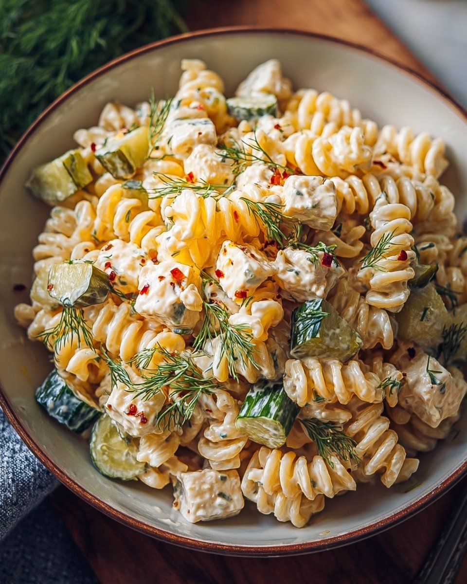 The BEST Dill Pickle Pasta Salad
