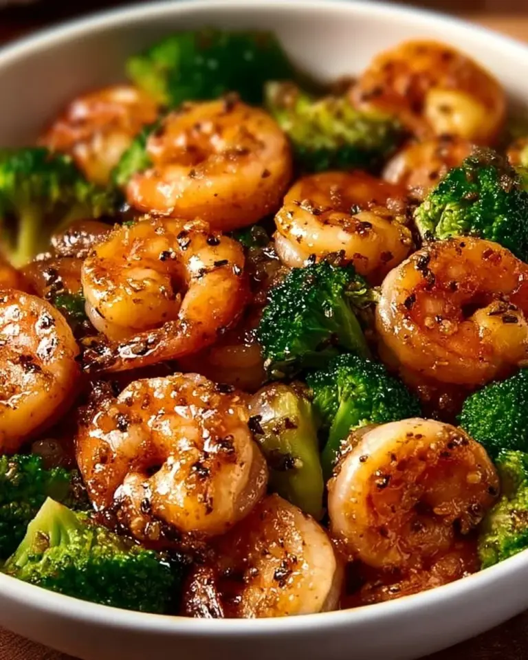 High-protein honey garlic shrimp dish garnished with green onions.