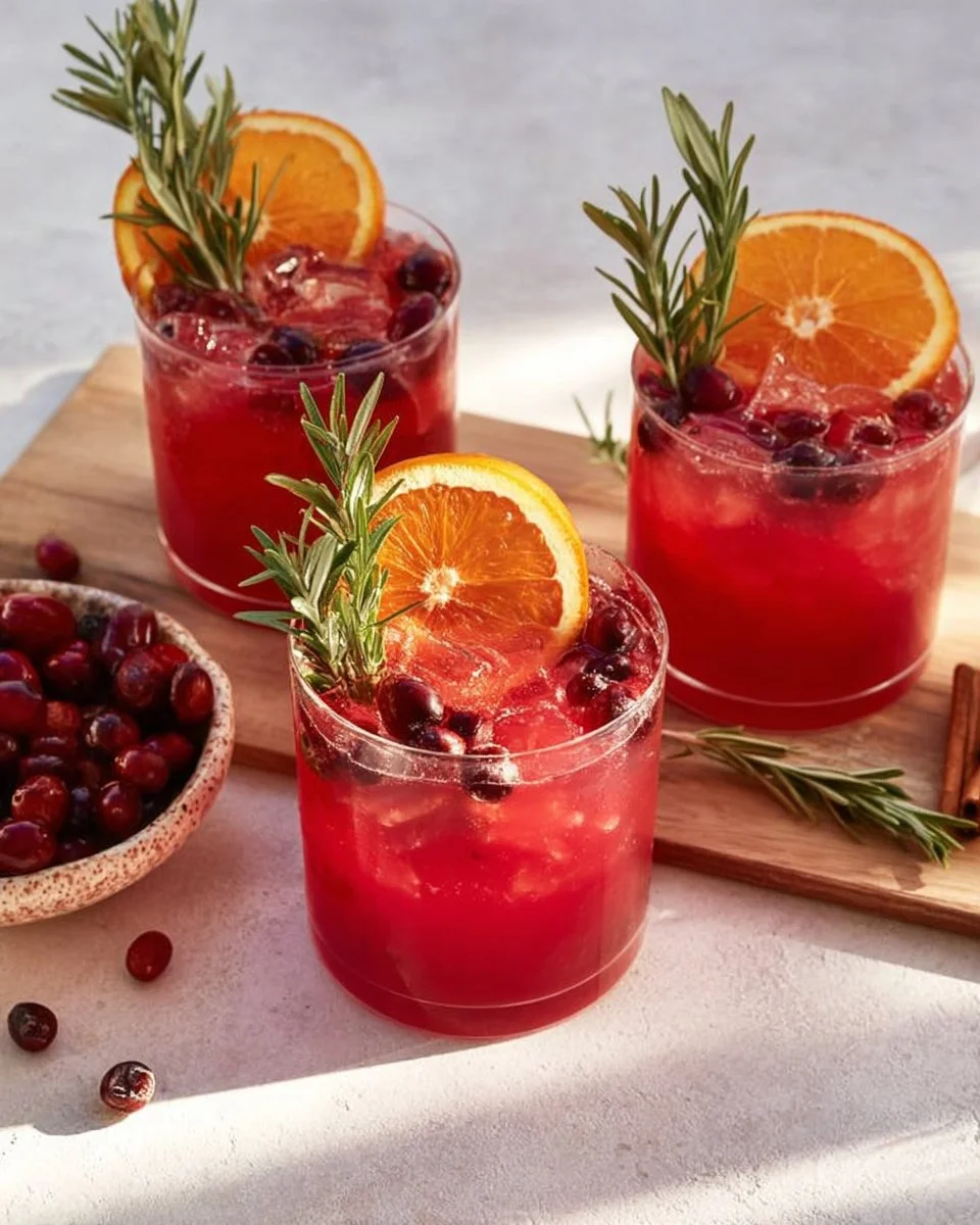 Holiday Cocktail-Spiced Cranberry Paloma garnished with fresh cranberries and lime.