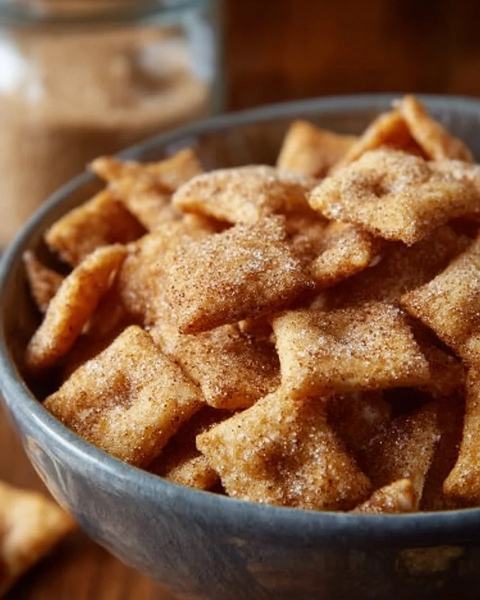 Bowl of delicious homemade Cinnamon Toast Crunch cereal with milk