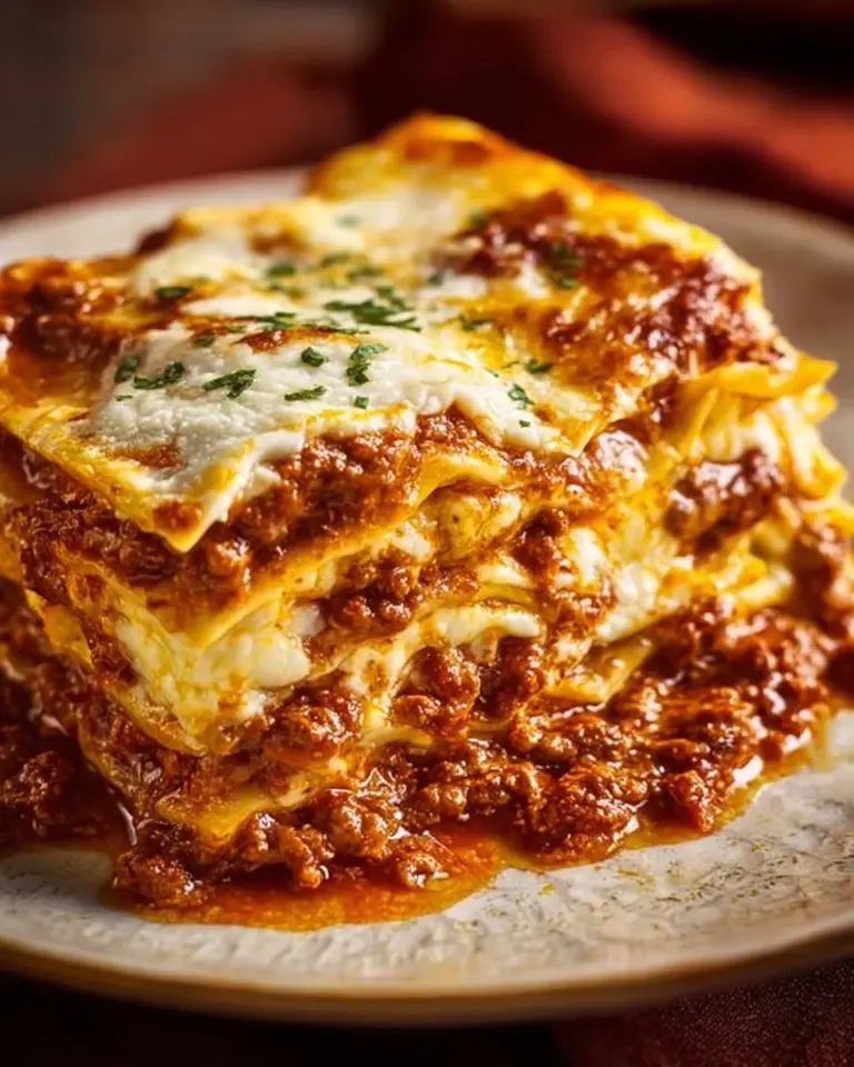 Delicious homemade lasagna with layers of pasta, cheese, and marinara sauce