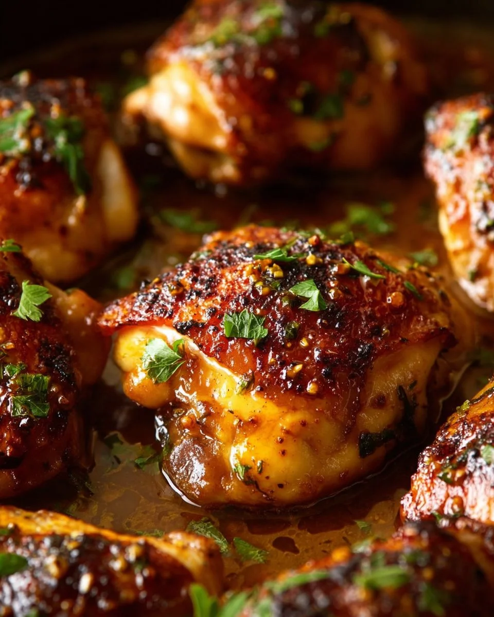 Honey Lemon Pepper Chicken Thighs served with a side of vegetables