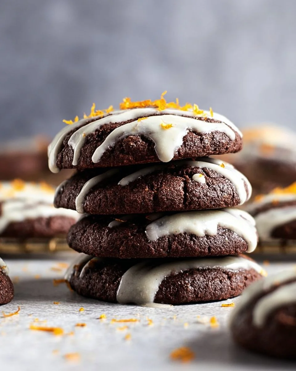 Italian chocolate orange cookies decorated with chocolate and orange zest