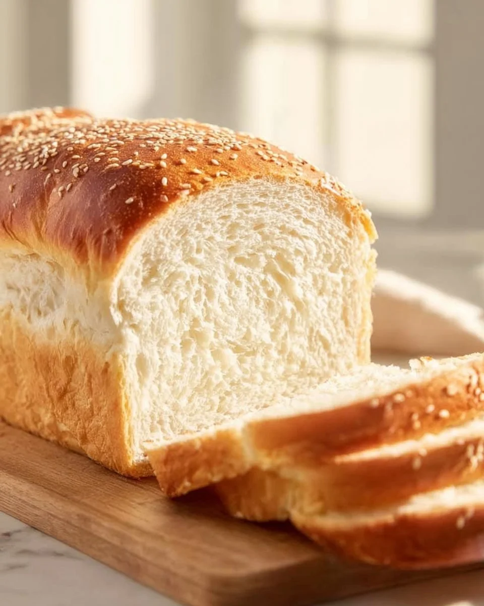 Freshly baked Italian Sandwich Bread sliced on a wooden board