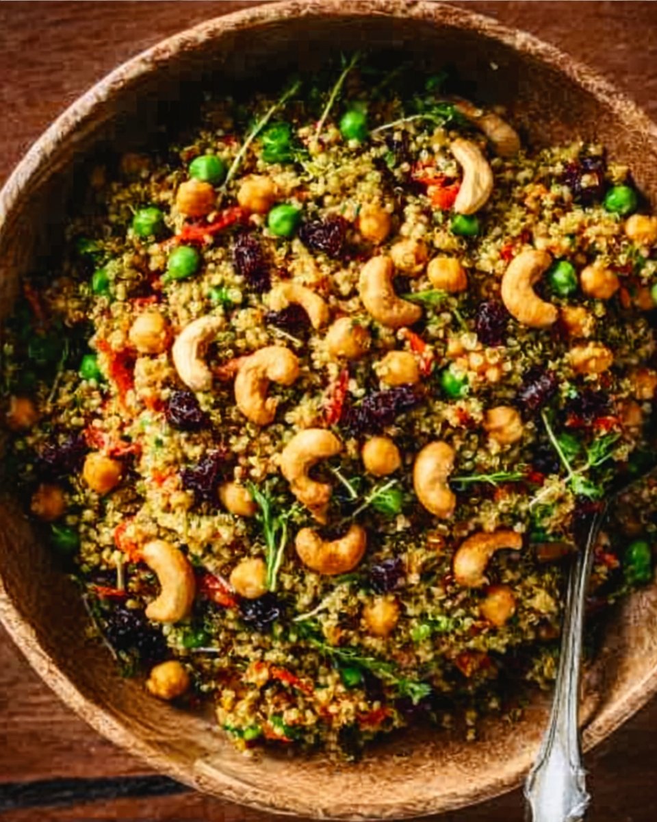 Curry Cashew Chickpea Quinoa Salad