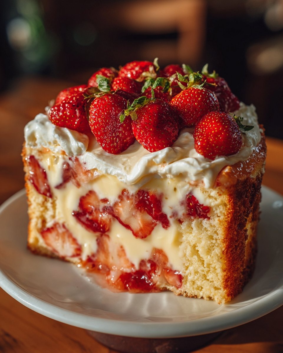 Strawberry Custard Delight Cake: A Tasty Recipe Guide