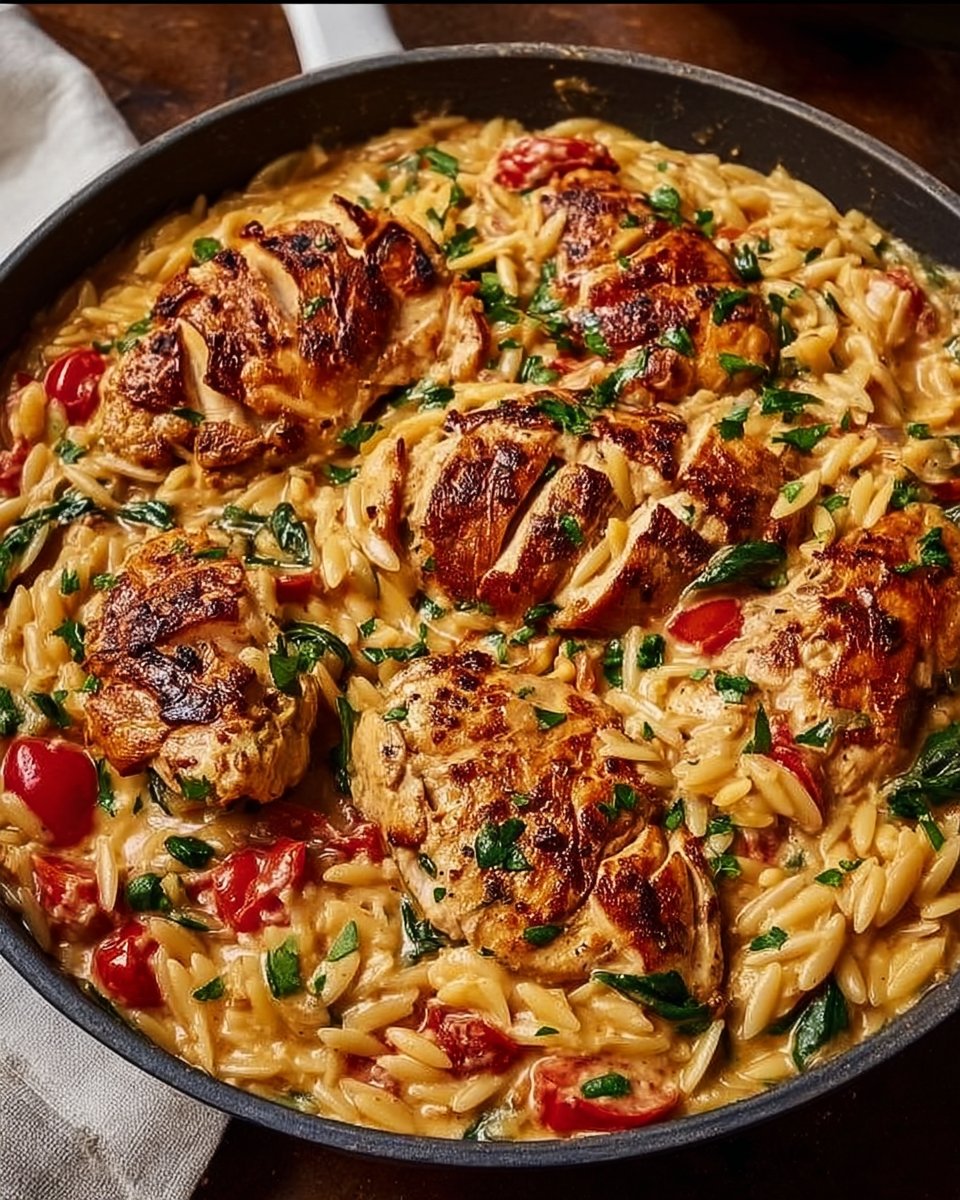 Tuscan Chicken with Orzo