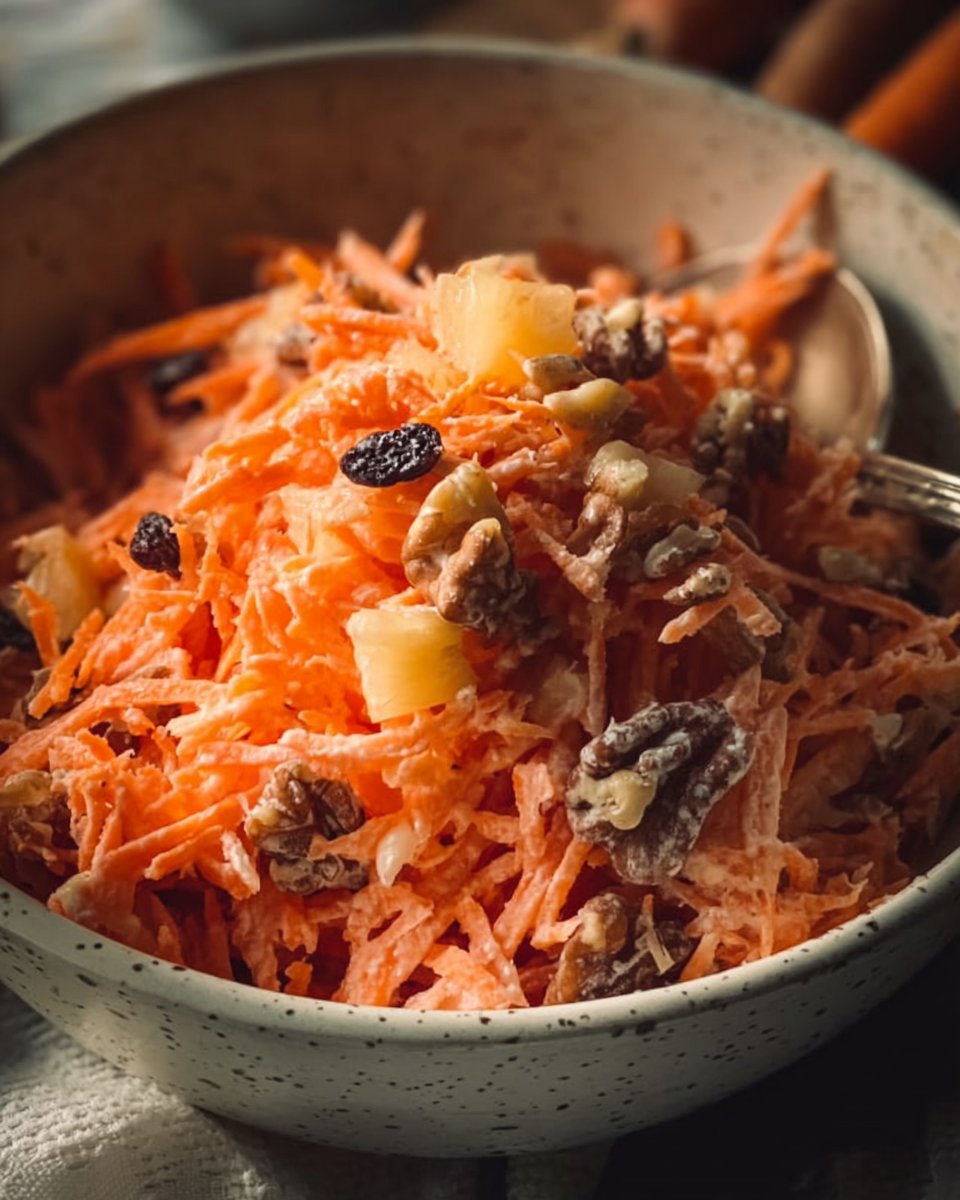 Carrot Salad with Raisins, Pecans, and Sweet Pineapple