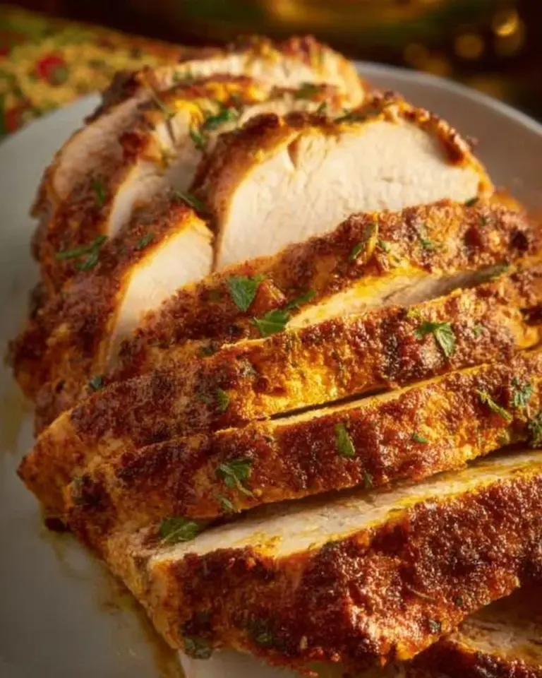 Juicy slow cooker turkey breast ready to serve