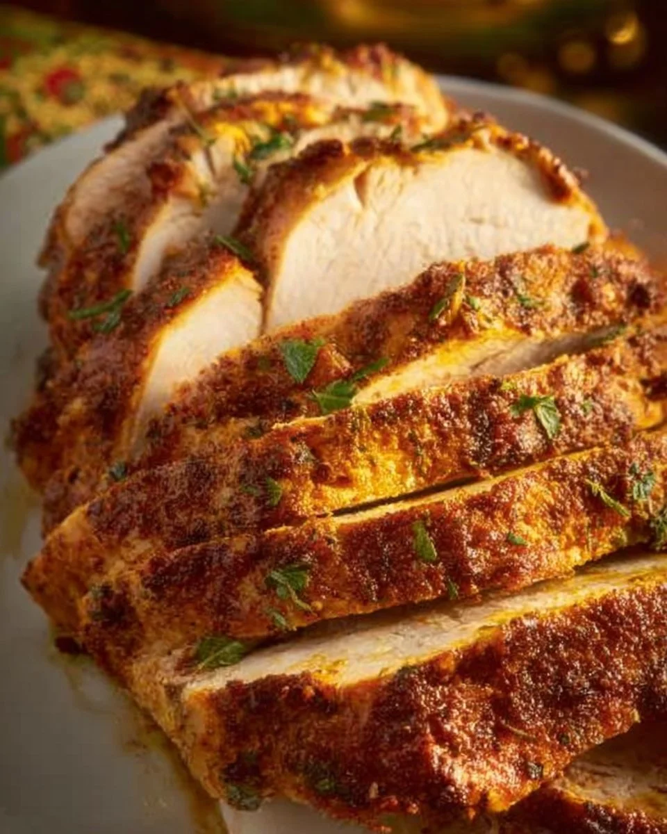 Juicy slow cooker turkey breast ready to serve
